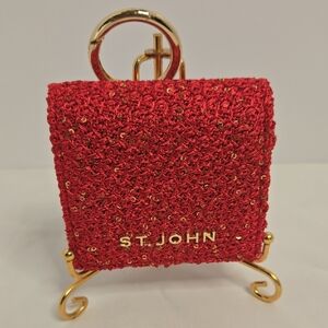 St. John Scarlet and Gold Mini Bag.     key ring